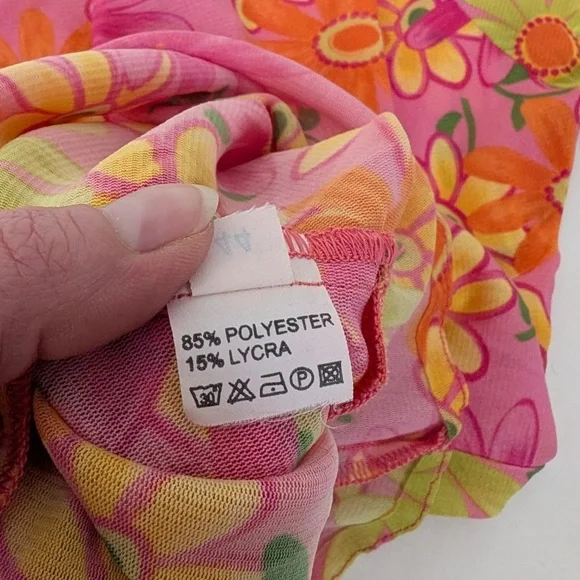 Free With Purchase - Floral Mesh T-Shirt Short Sleeve Sheer V-Neck Fitted Tight - Picture 3 of 9